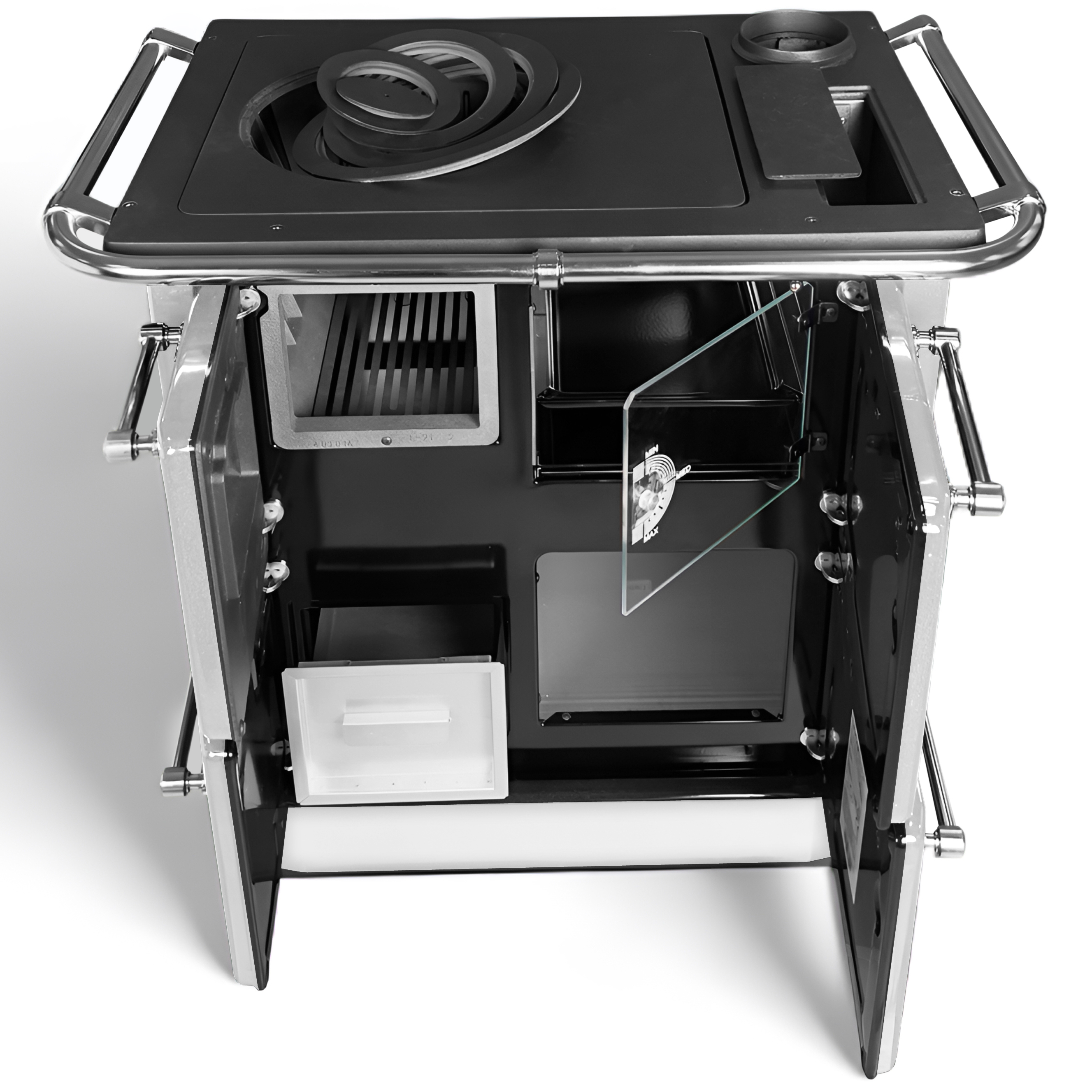 Čuguna malkas plīts ar cepeškrāsni balta SOLE | 9kW