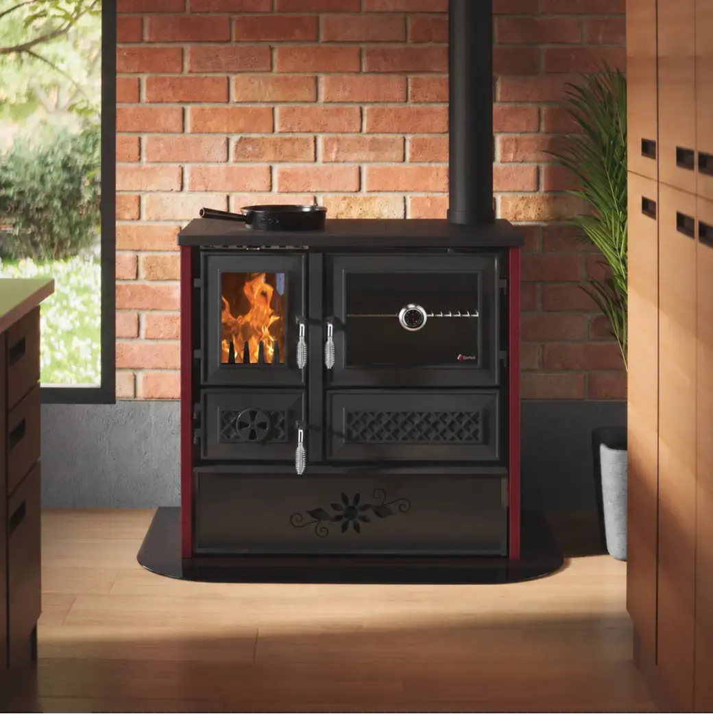 BELLA | Ketaus viryklė su orkaitė – 9 kW – Raudona