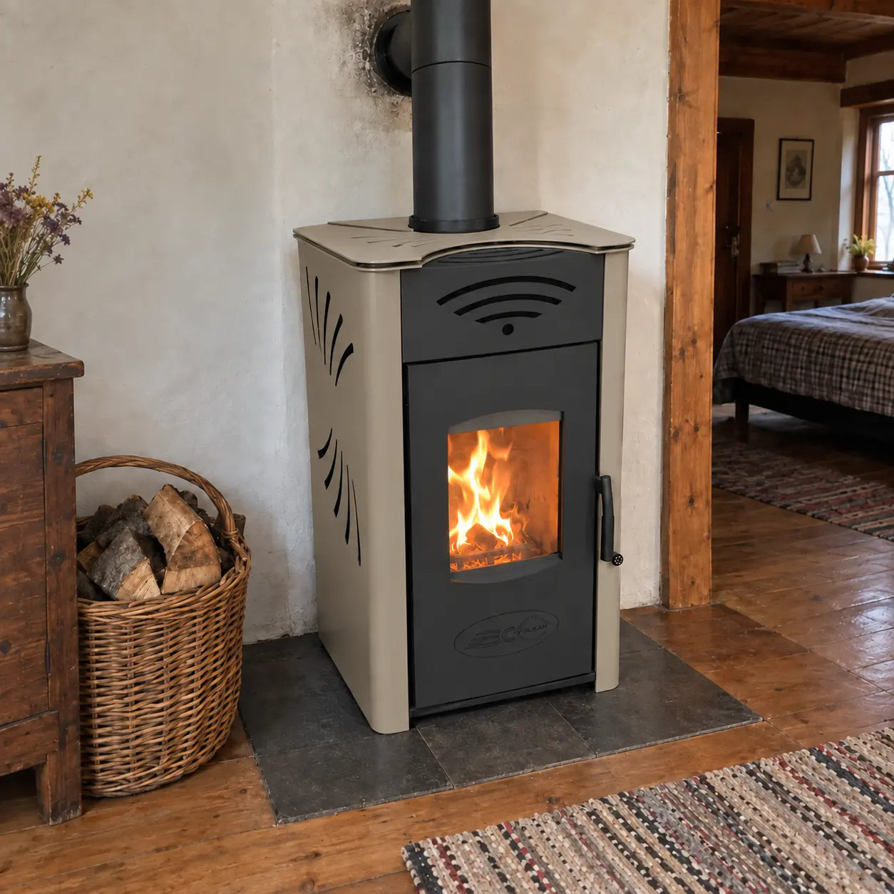 VULKAN | Centrinis šildymo krosnis – 15 kW – Kappučino