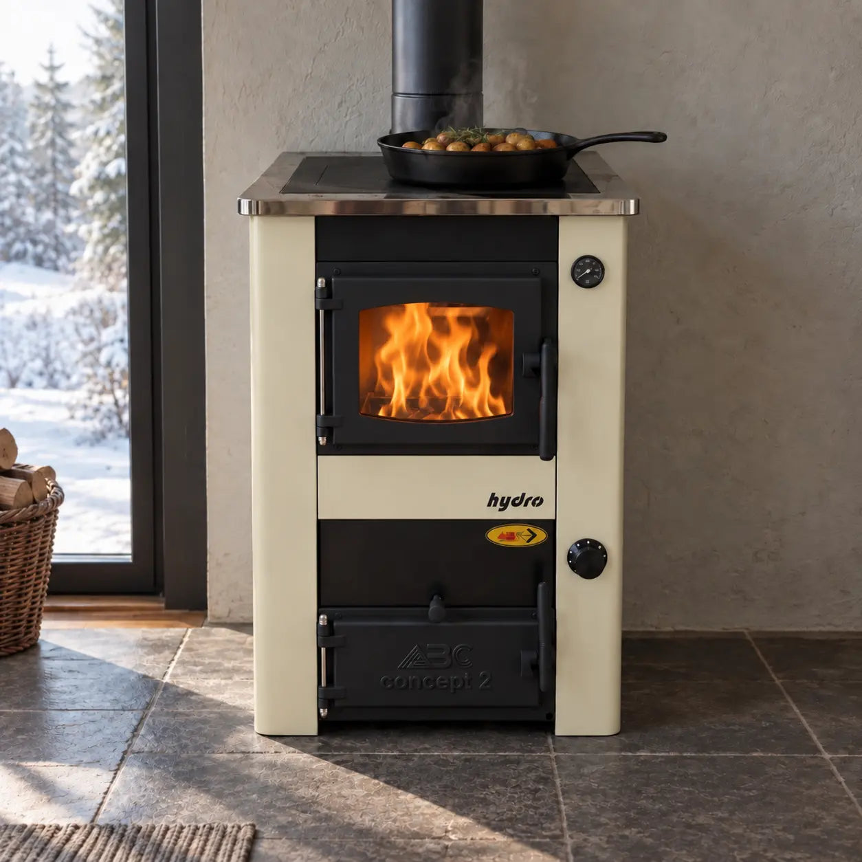 CONCEPT 2 HYDRO MINI | Centrinis šildymo viryklė – 21 kW – Smėlio spalvos