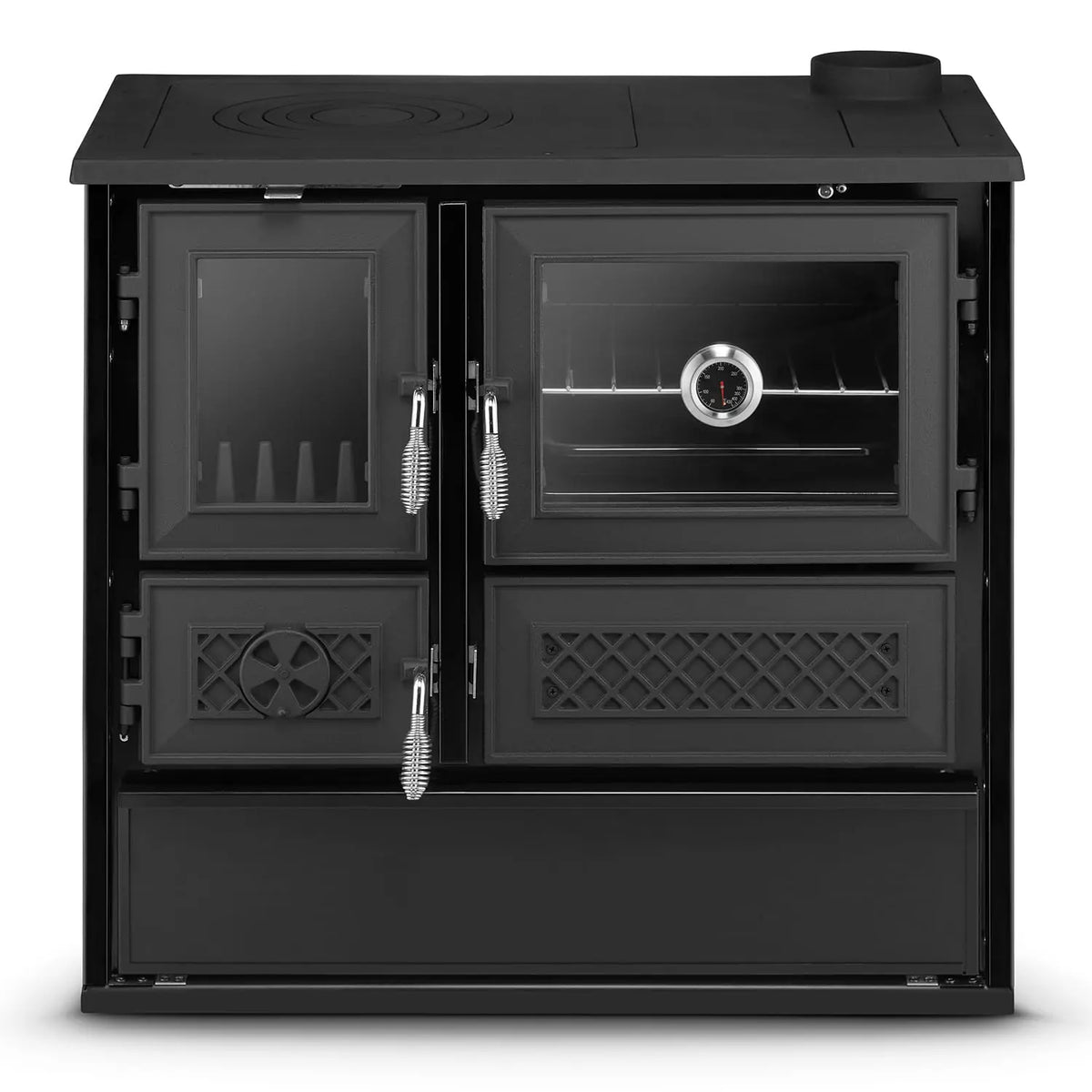 Simge Soba BELLA | Cast Iron & Steel Cooking Stove with Oven – 9 kW - Black Simge Soba
