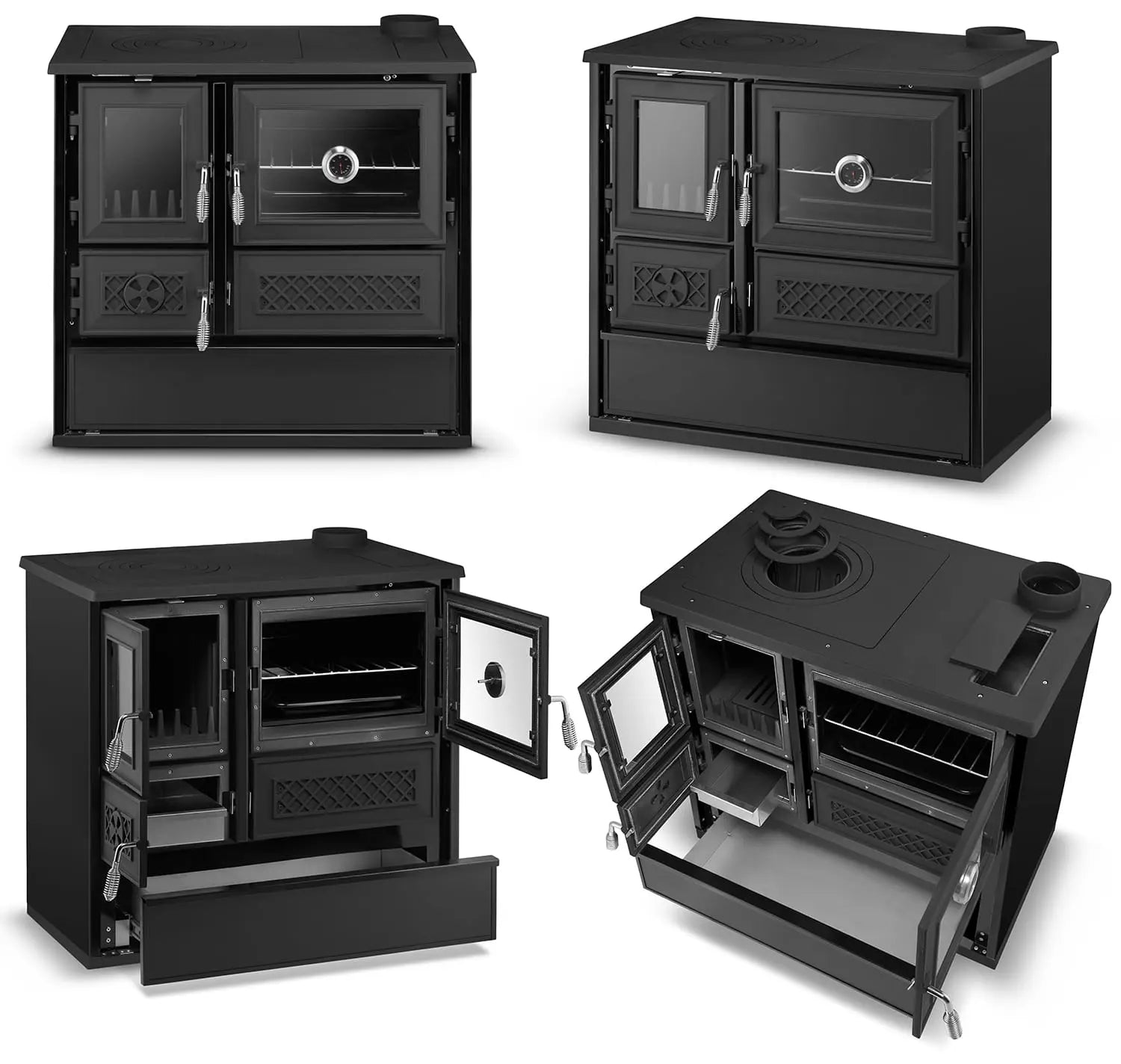 Simge Soba BELLA | Cast Iron & Steel Cooking Stove with Oven – 9 kW - Black Simge Soba