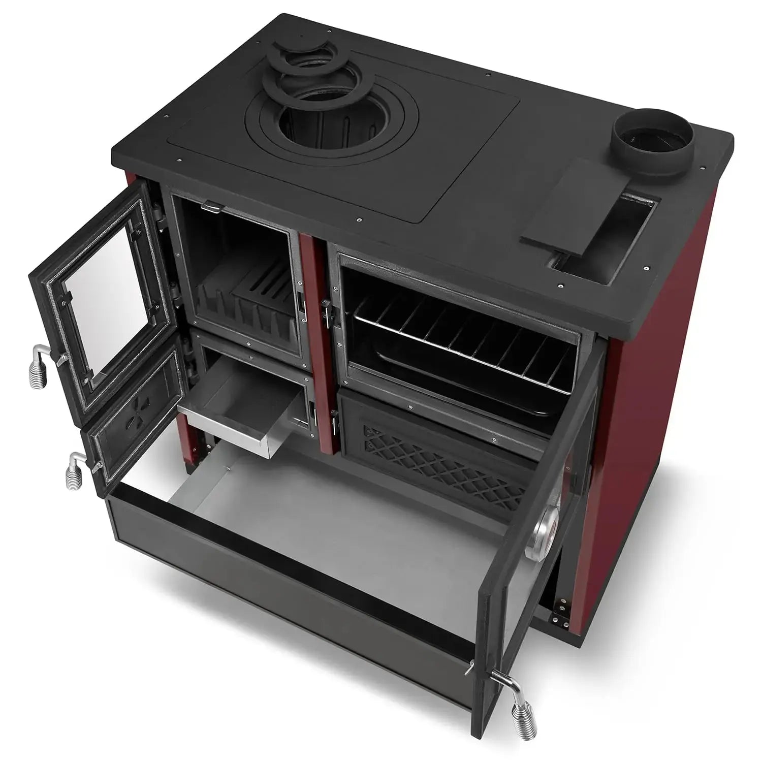 Simge Soba BELLA | Cast Iron & Steel Cooking Stove with Oven – 9 kW - Red Simge Soba