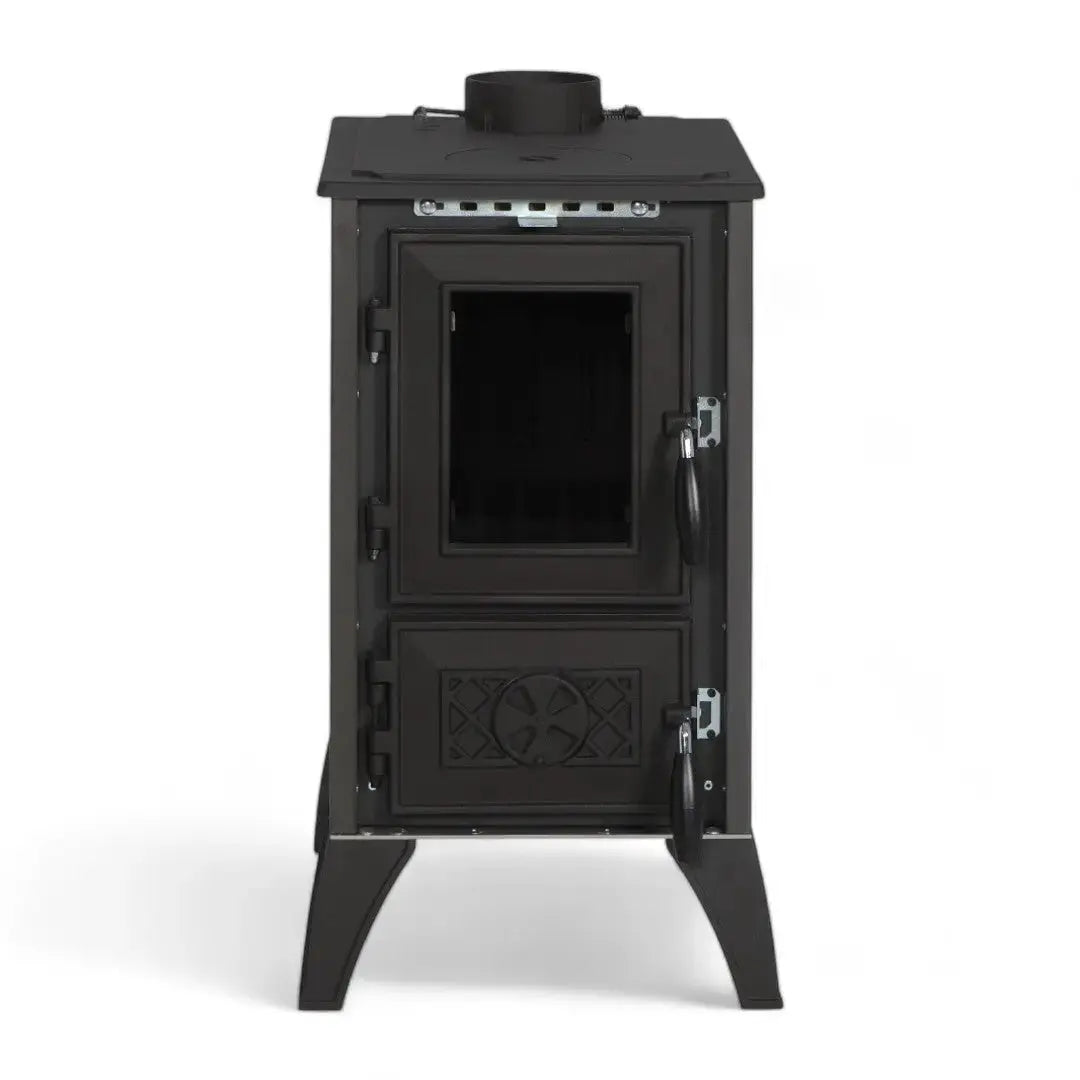 Simge Soba IGLO | Cast Iron & Steel Wood Stove with Hot Plate – 10 kW - Black Simge Soba