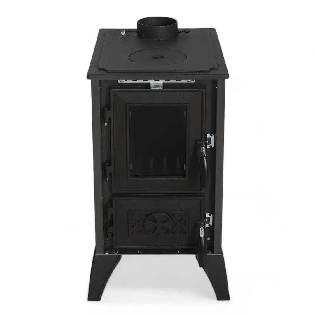 Simge Soba IGLO | Cast Iron & Steel Wood Stove with Hot Plate – 10 kW - Black Simge Soba