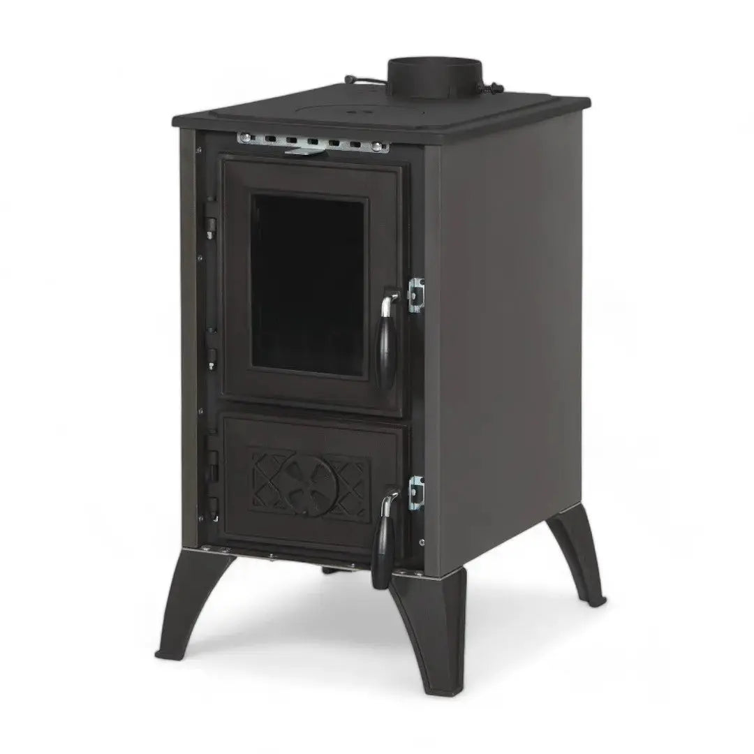 Simge Soba IGLO | Cast Iron & Steel Wood Stove with Hot Plate – 10 kW - Black Simge Soba