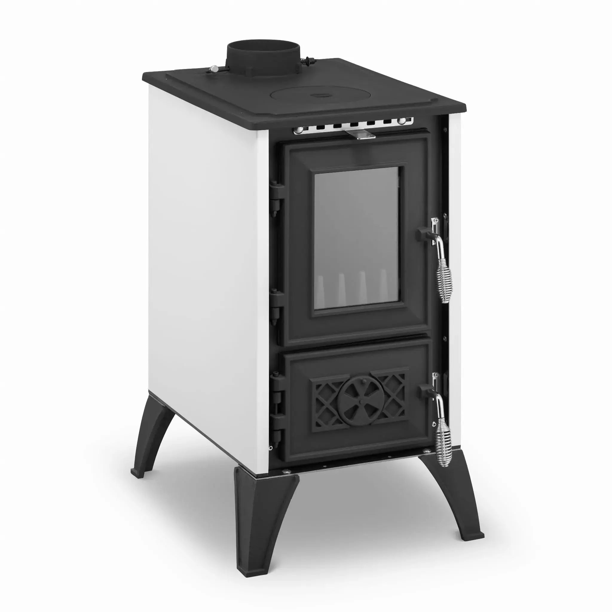 Simge Soba IGLO | Cast Iron & Steel Wood Stove with Hot Plate – 10 kW - White Simge Soba