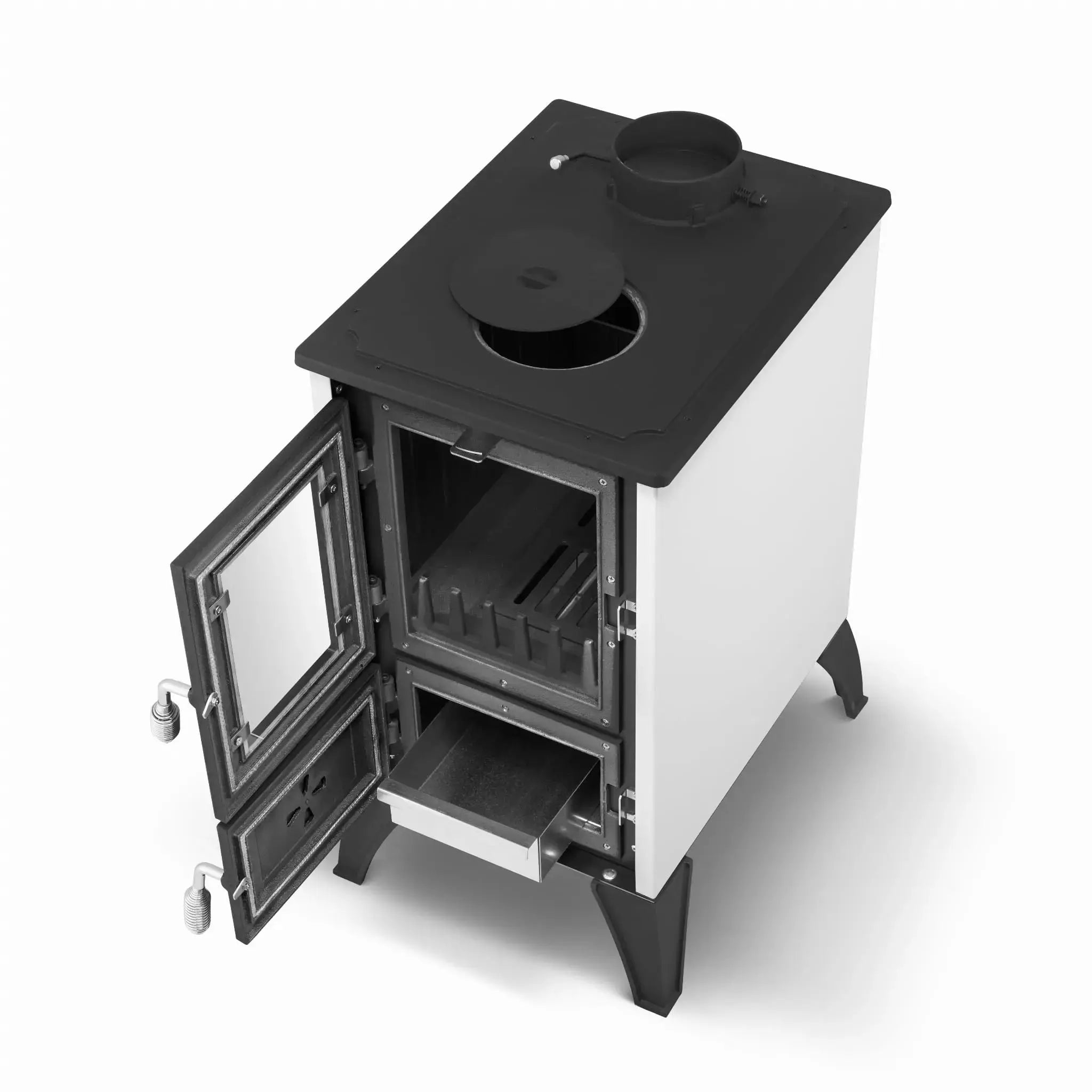 Simge Soba IGLO | Cast Iron & Steel Wood Stove with Hot Plate – 10 kW - White Simge Soba