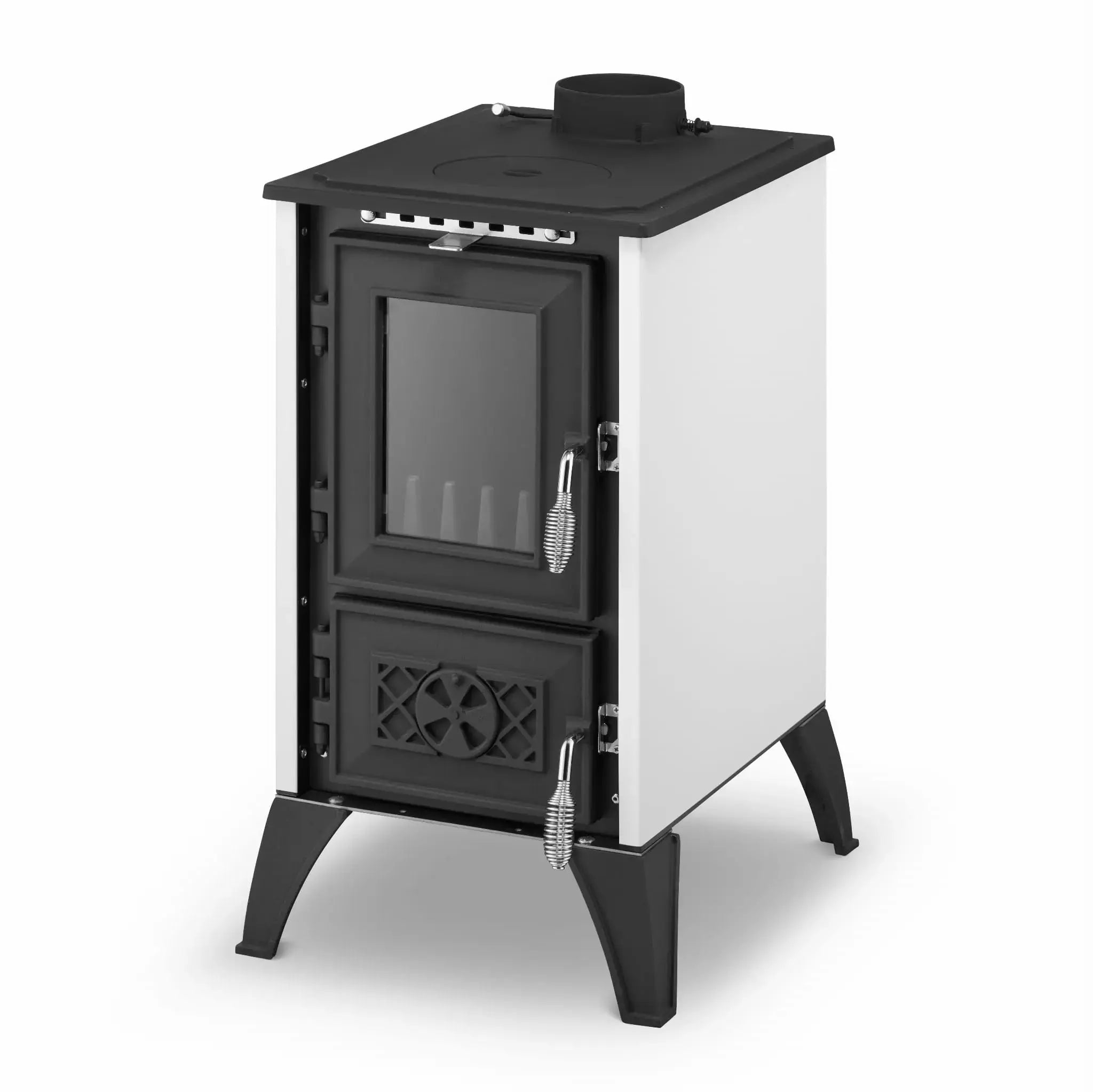 Simge Soba IGLO | Cast Iron & Steel Wood Stove with Hot Plate – 10 kW - White Simge Soba