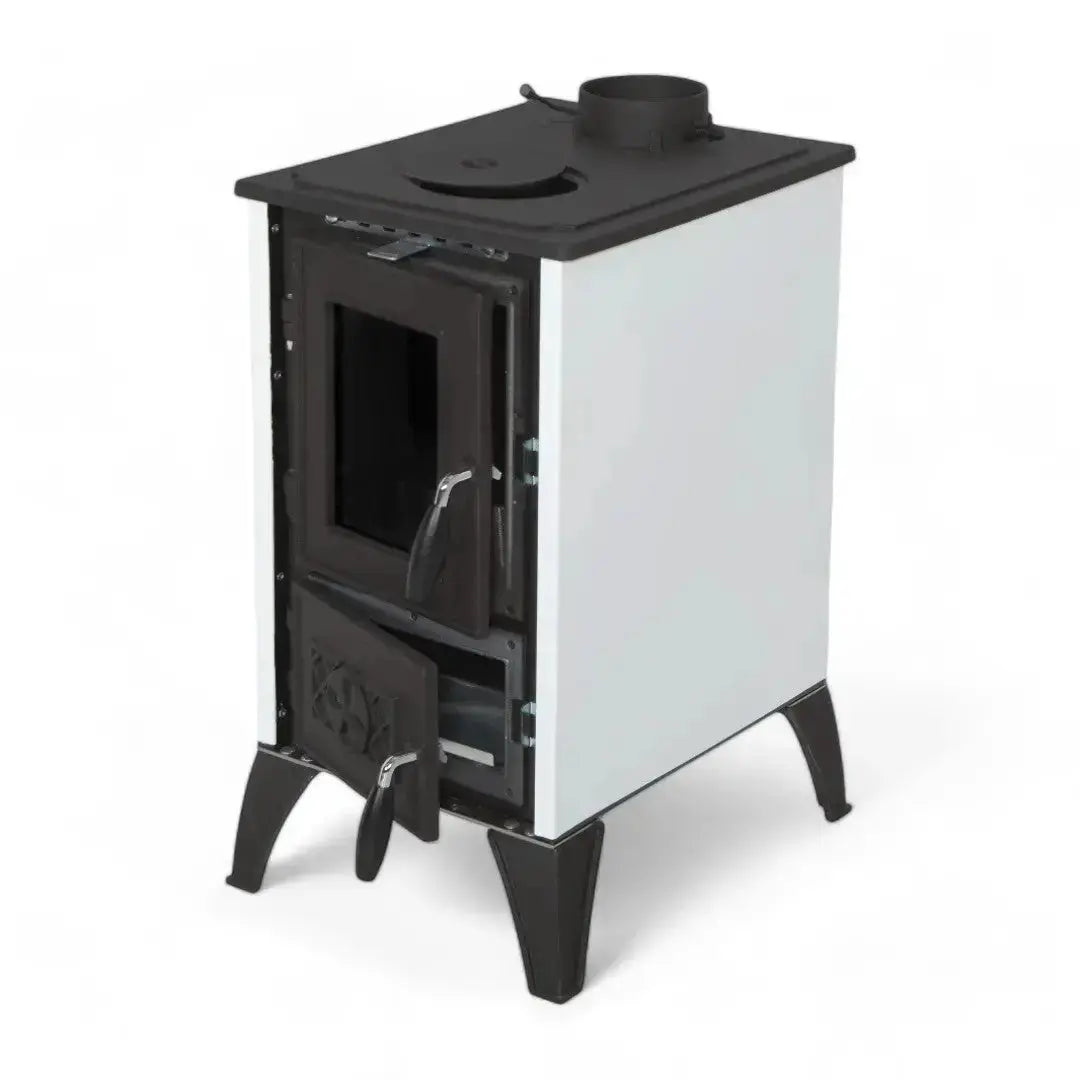 Simge Soba IGLO | Cast Iron & Steel Wood Stove with Hot Plate – 10 kW - White Simge Soba