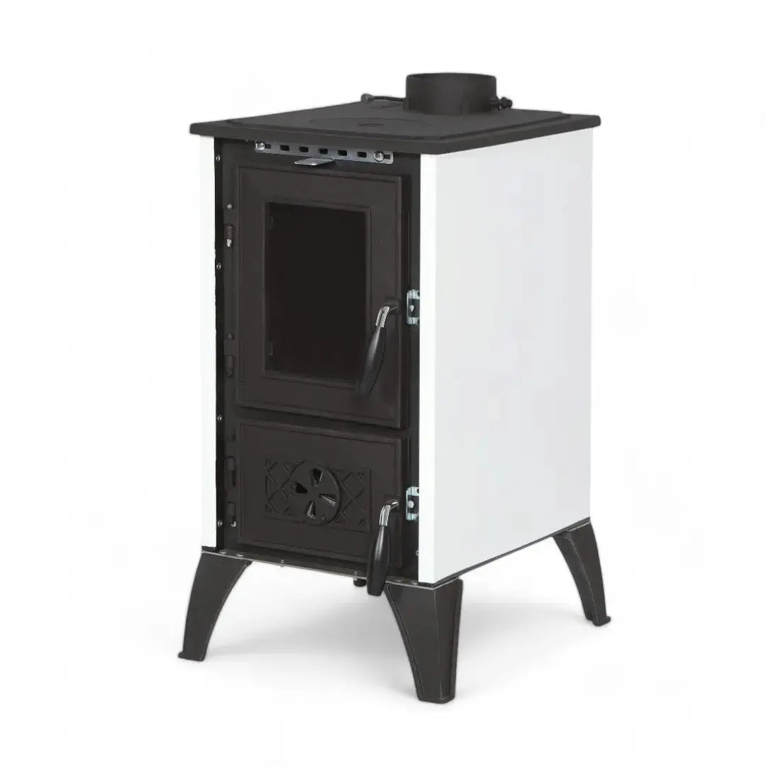 Simge Soba IGLO | Cast Iron & Steel Wood Stove with Hot Plate – 10 kW - White Simge Soba