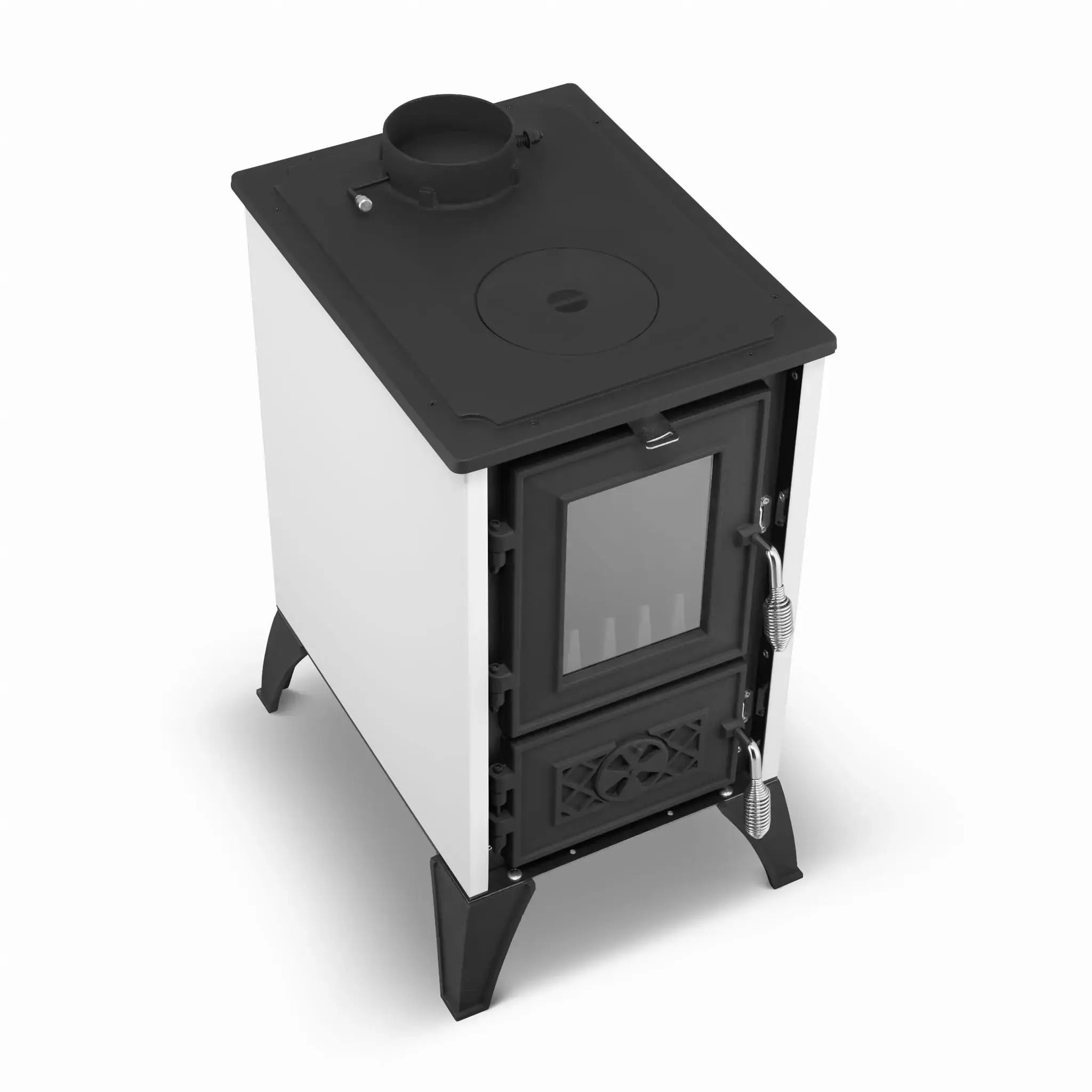 Simge Soba IGLO | Cast Iron & Steel Wood Stove with Hot Plate – 10 kW - White Simge Soba