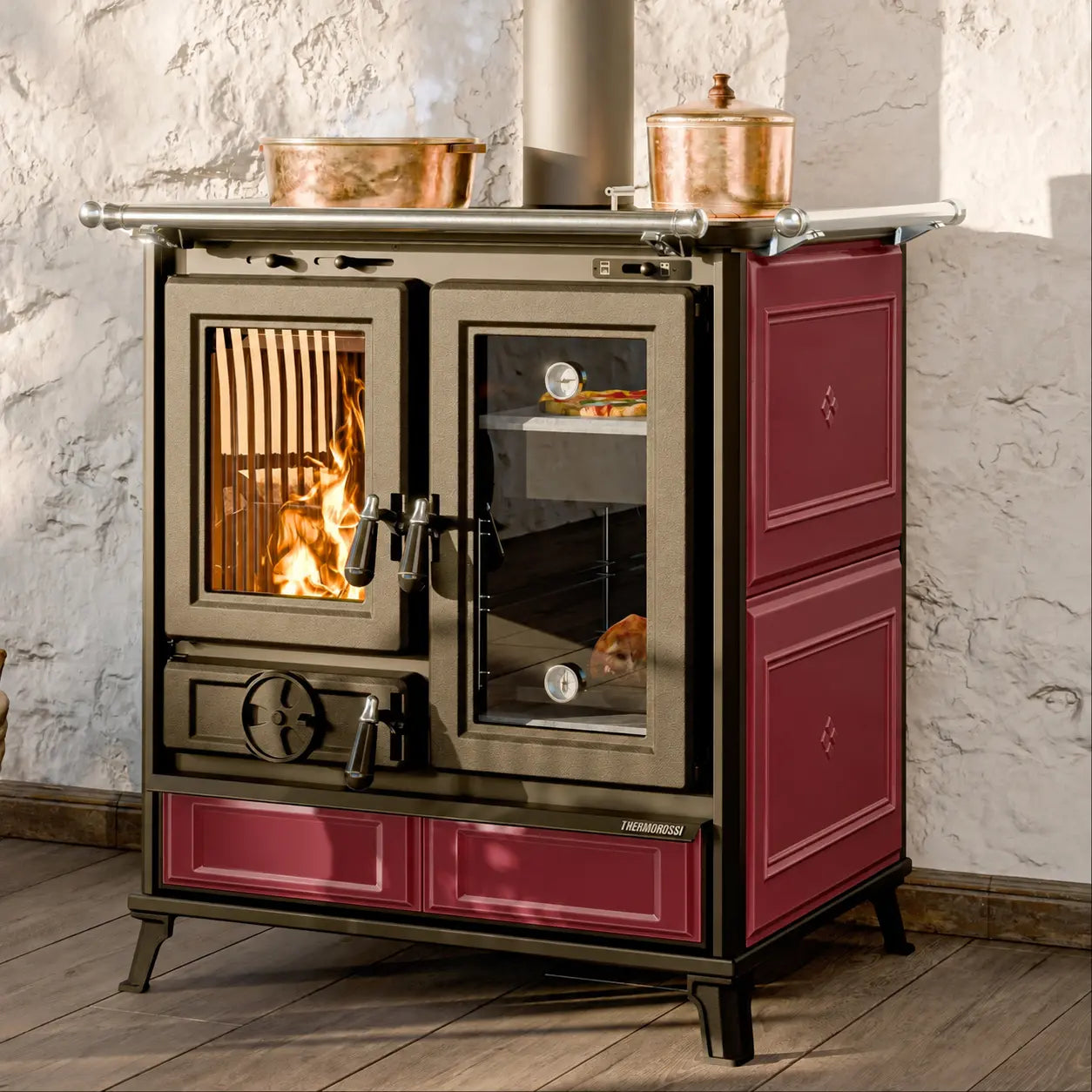 Thermorossi MELISSA EVO MAIOLICA | Cast Iron Cooking Stove with Oven – 8,2 kW