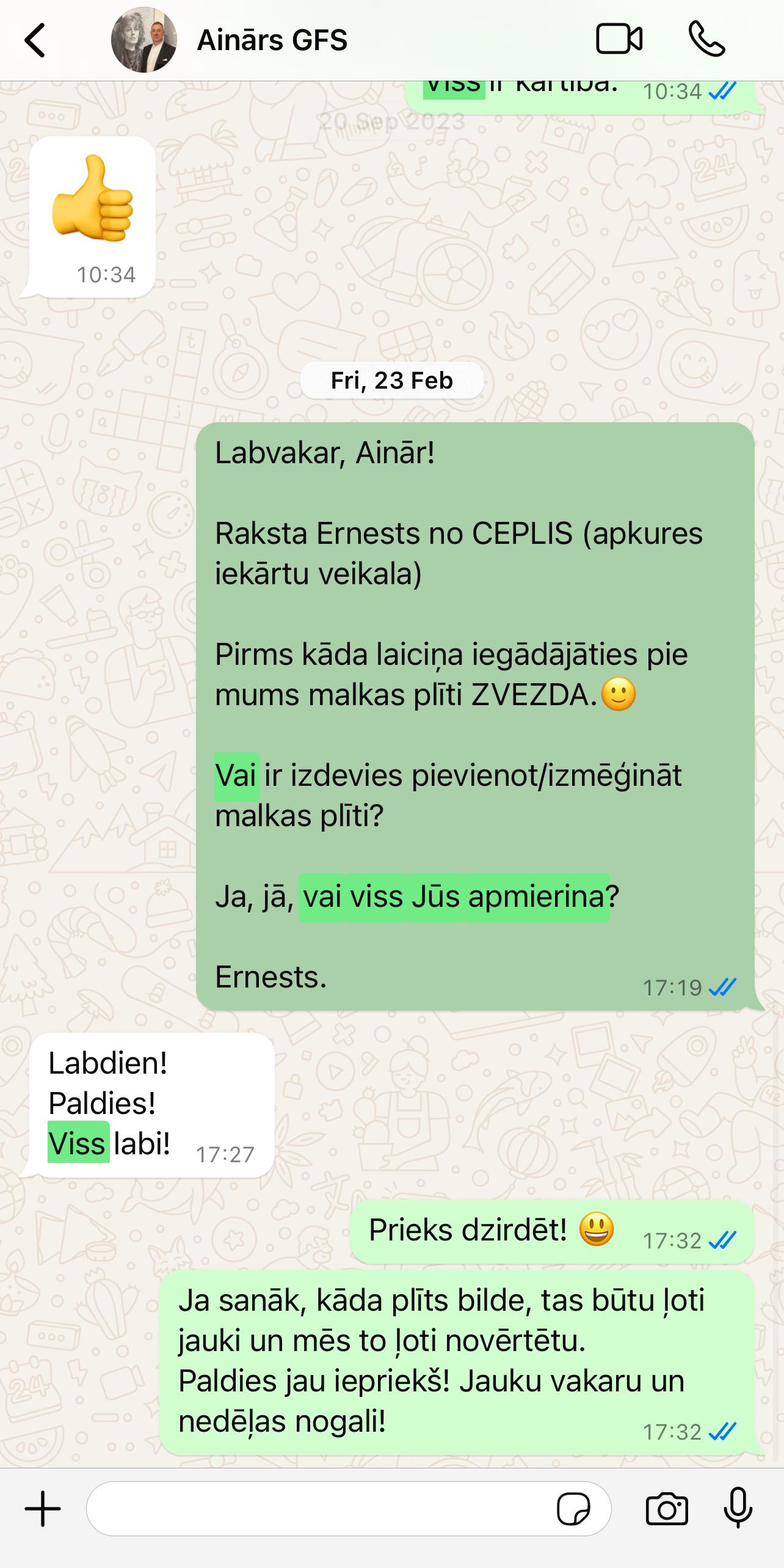 Klienta atsauksme par ceplis.eu