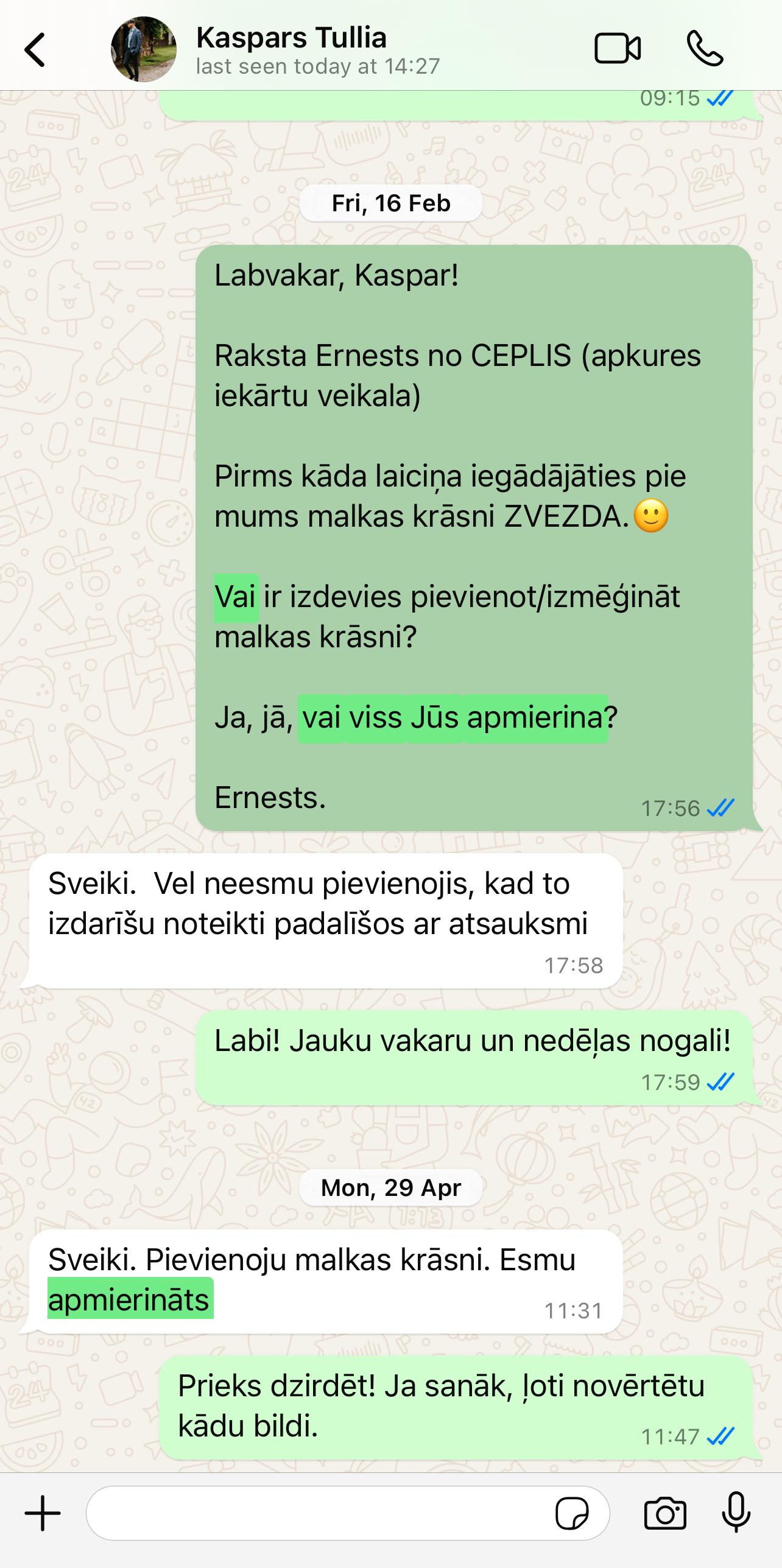 Klienta atsauksme par ceplis.eu