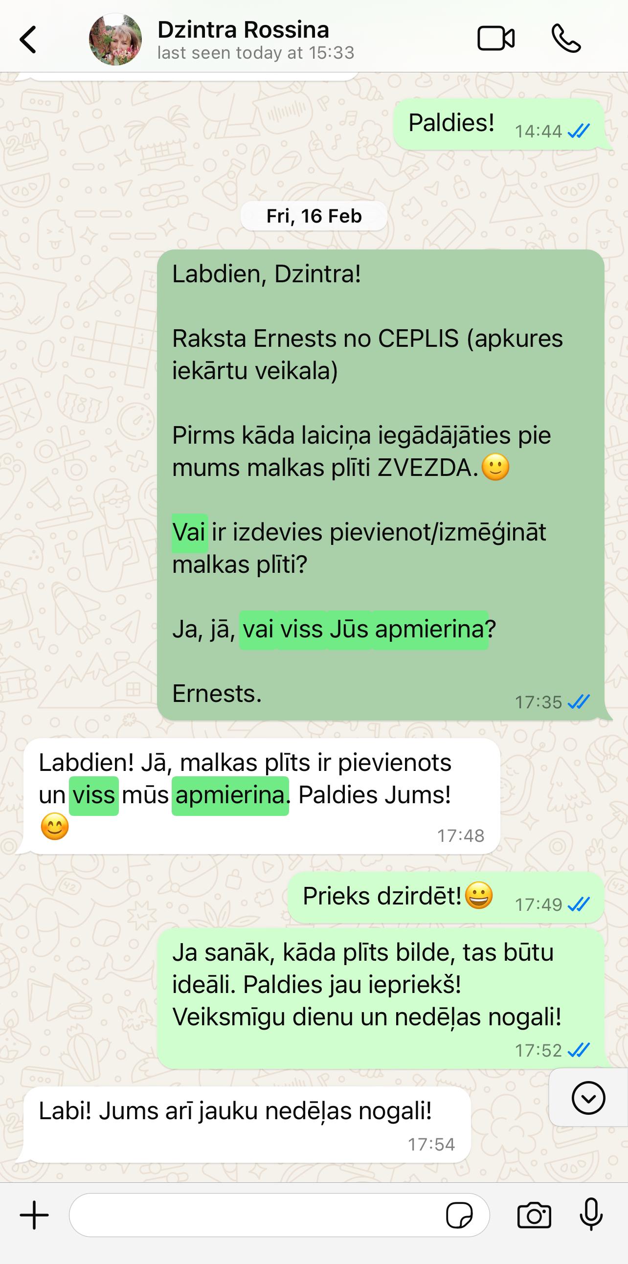 Klienta atsauksme par ceplis.eu