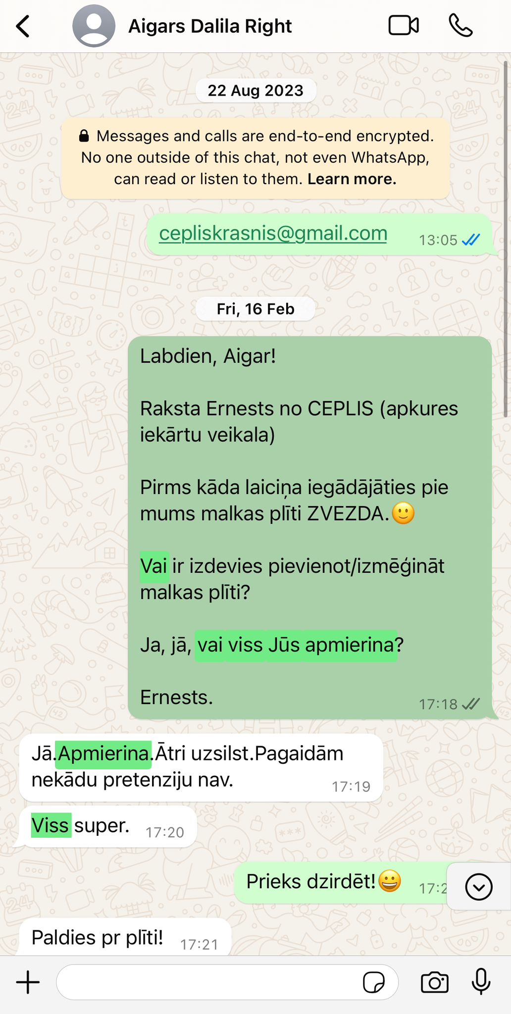 Klienta atsauksme par ceplis.eu