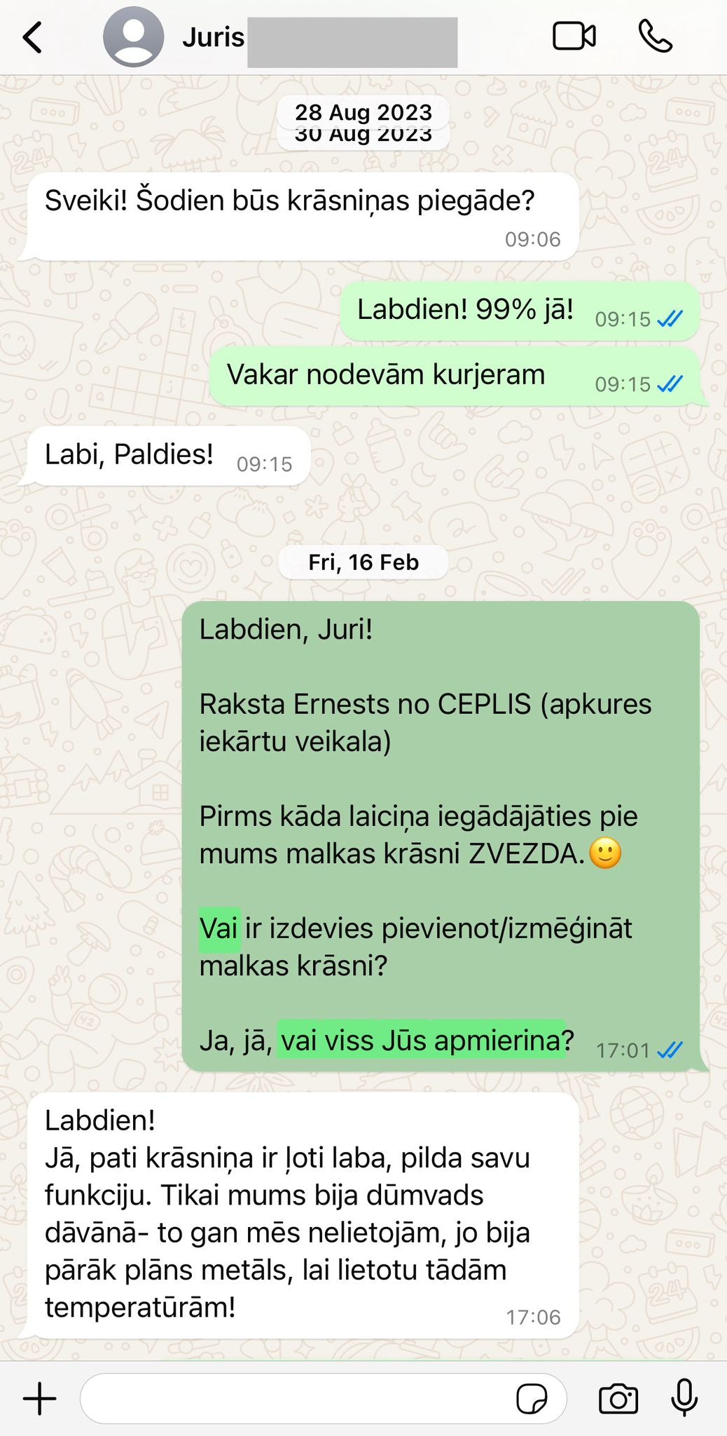 Klienta atsauksme par ceplis.eu