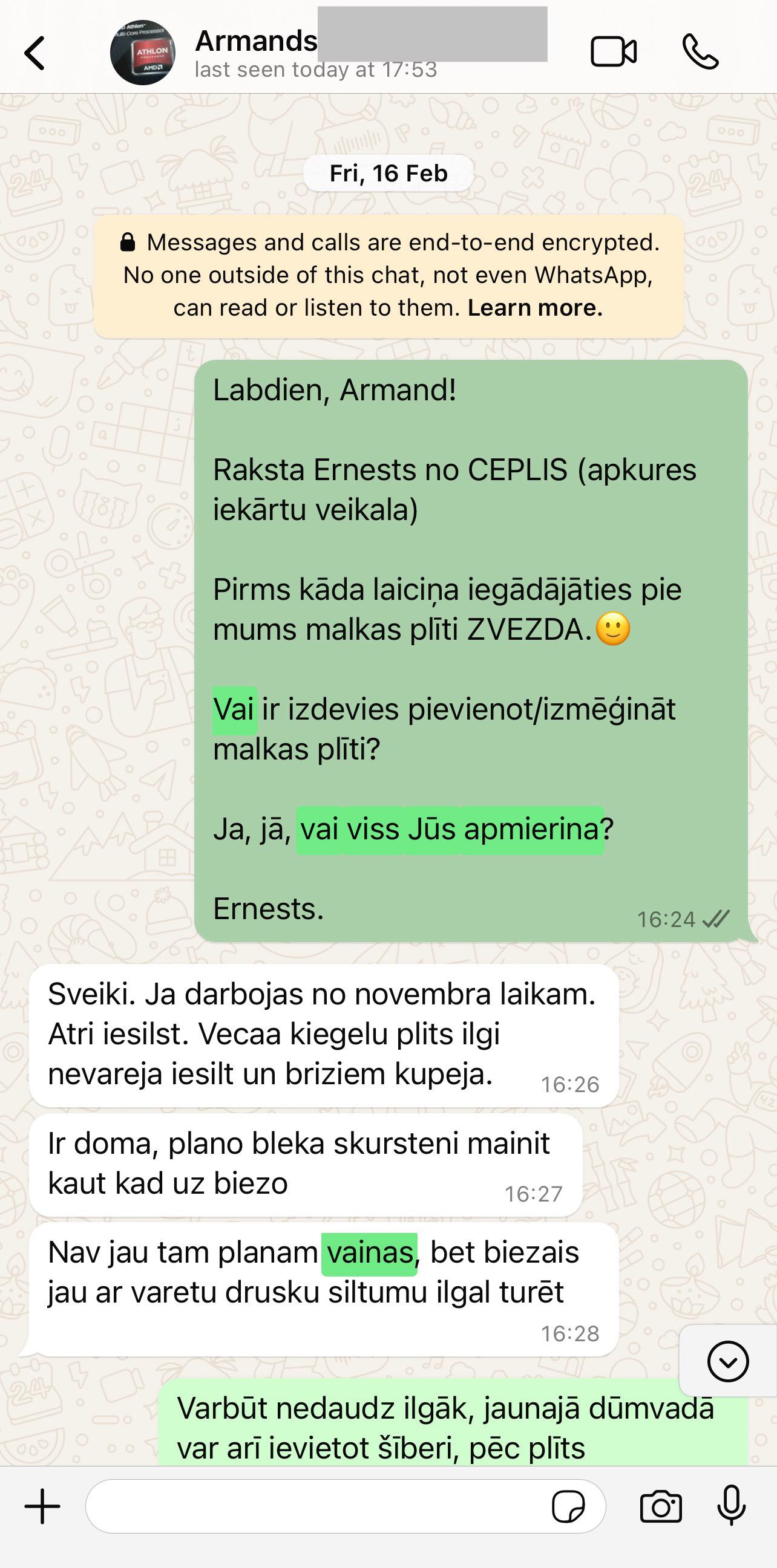 Klienta atsauksme par ceplis.eu