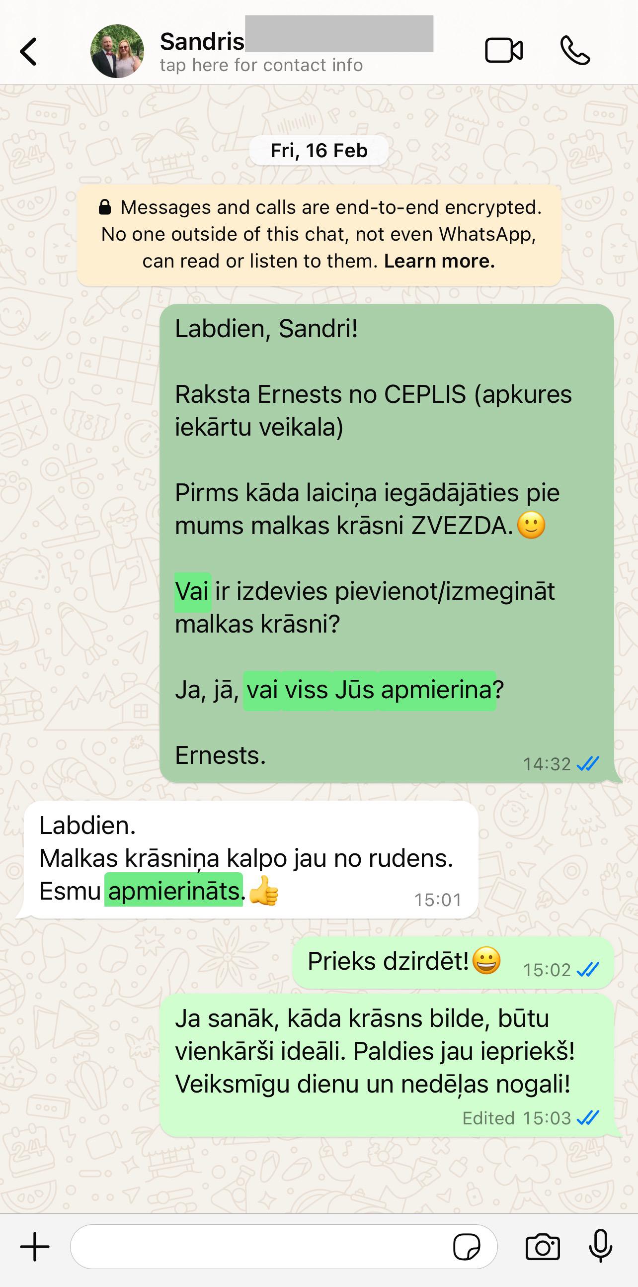 Klienta atsauksme par ceplis.eu