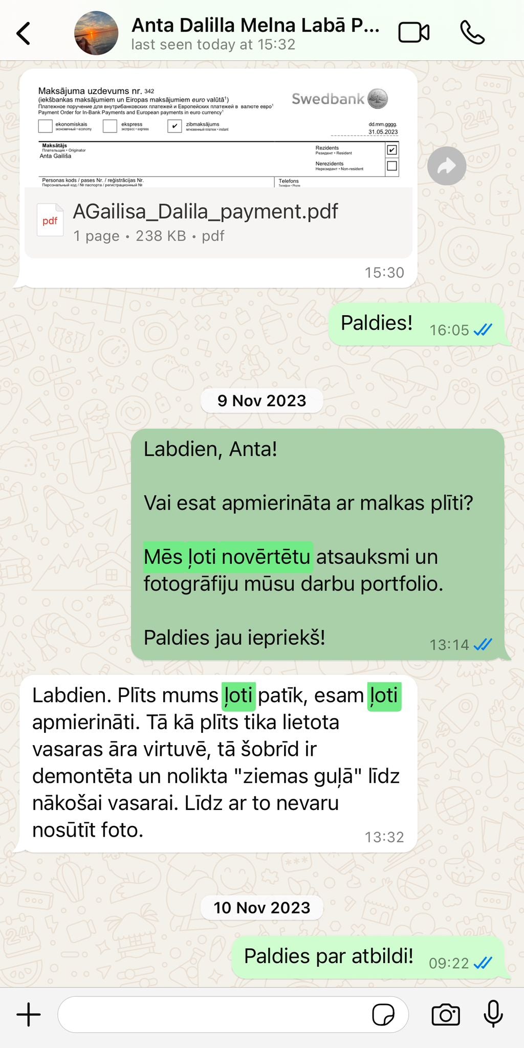 Klienta atsauksme par ceplis.eu