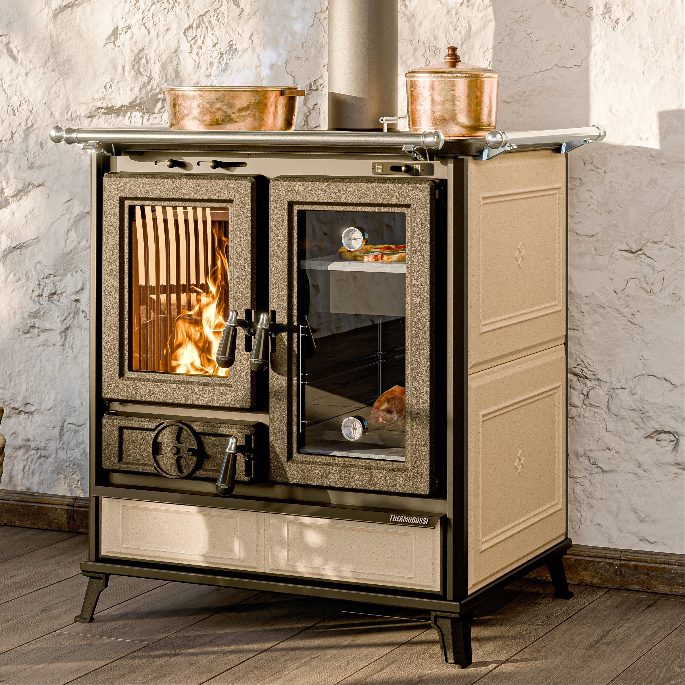Thermorossi MELISSA EVO MAIOLICA | Cast Iron Cooking Stove with Oven – 8,2 kW